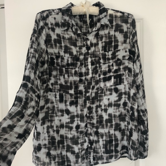 MNG Mango Collection Top Semi-sheer gray black size 2 - Picture 1 of 8